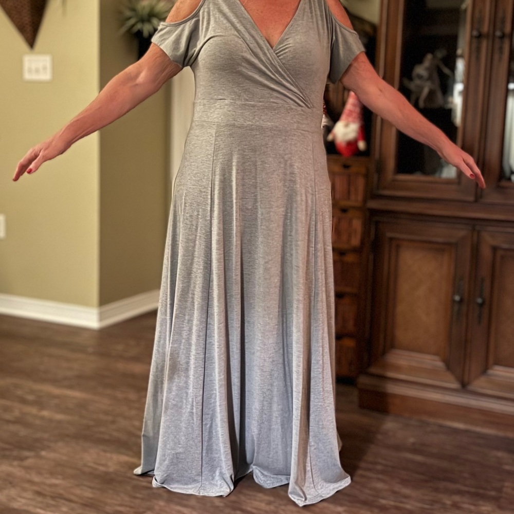 Torrid Gray Cold Shoulder Maxi Dress